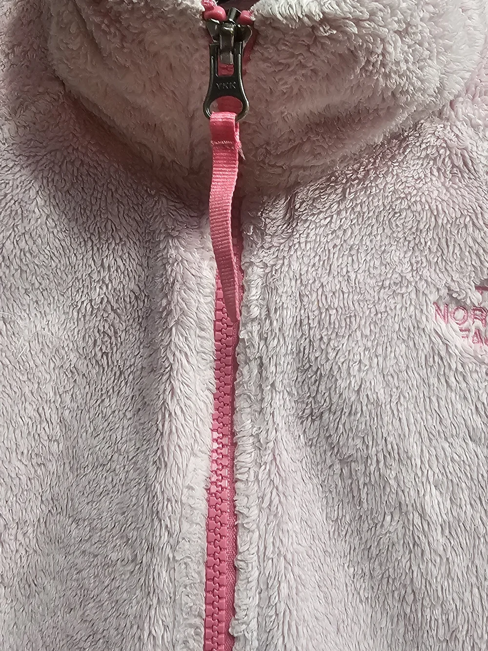 The North Face Light Pink Plush Full-Zip Fleece Jacket Girls X-large